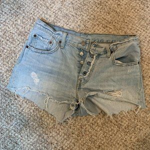 Levi's 501 Light Wash Distressed Denim Shorts